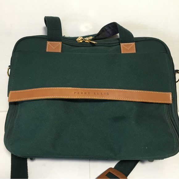 Perry Ellis Portfolio Commuter Briefcase Satchel Suitcase green Like New - Picture 13 of 16